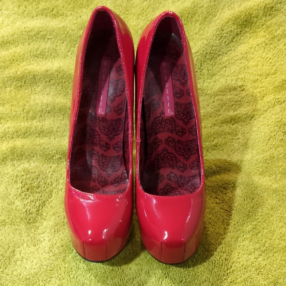 Bordello Glossy Red Platform Heels